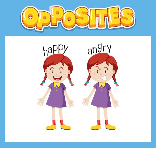 Free vector opposite english words for kids