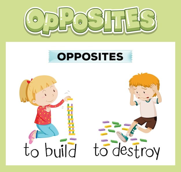 Opposite english words with build and destroy