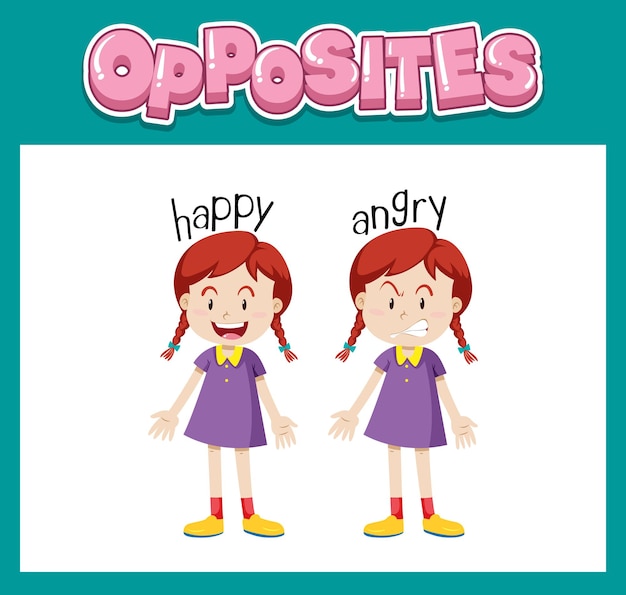 Opposite english words with happy and angry