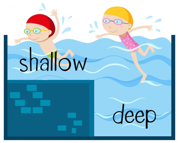 Opposite wordcard for shallow and deep