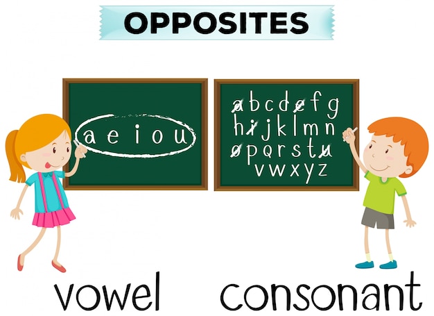 Free vector opposite wordcard for vowel and consonant