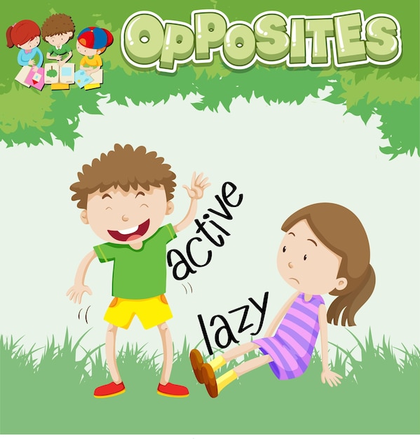 Free vector opposite words for active and lazy