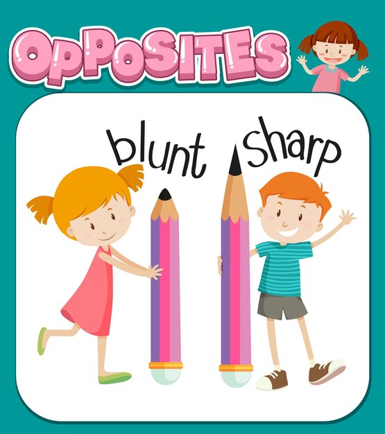 Opposite words for blunt and sharp