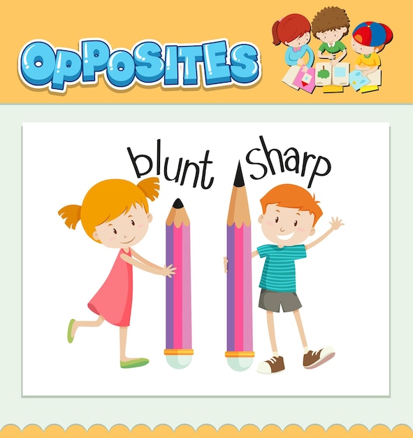 Free vector opposite words for blunt and sharp