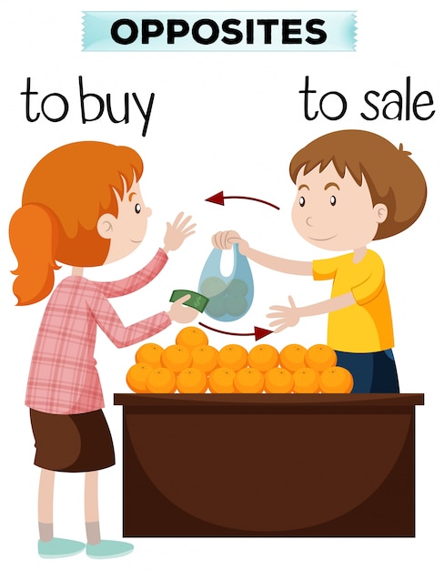 Opposite words for buy and sale