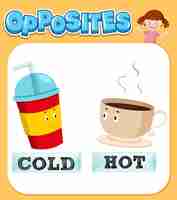 Free vector opposite words for cold and hot