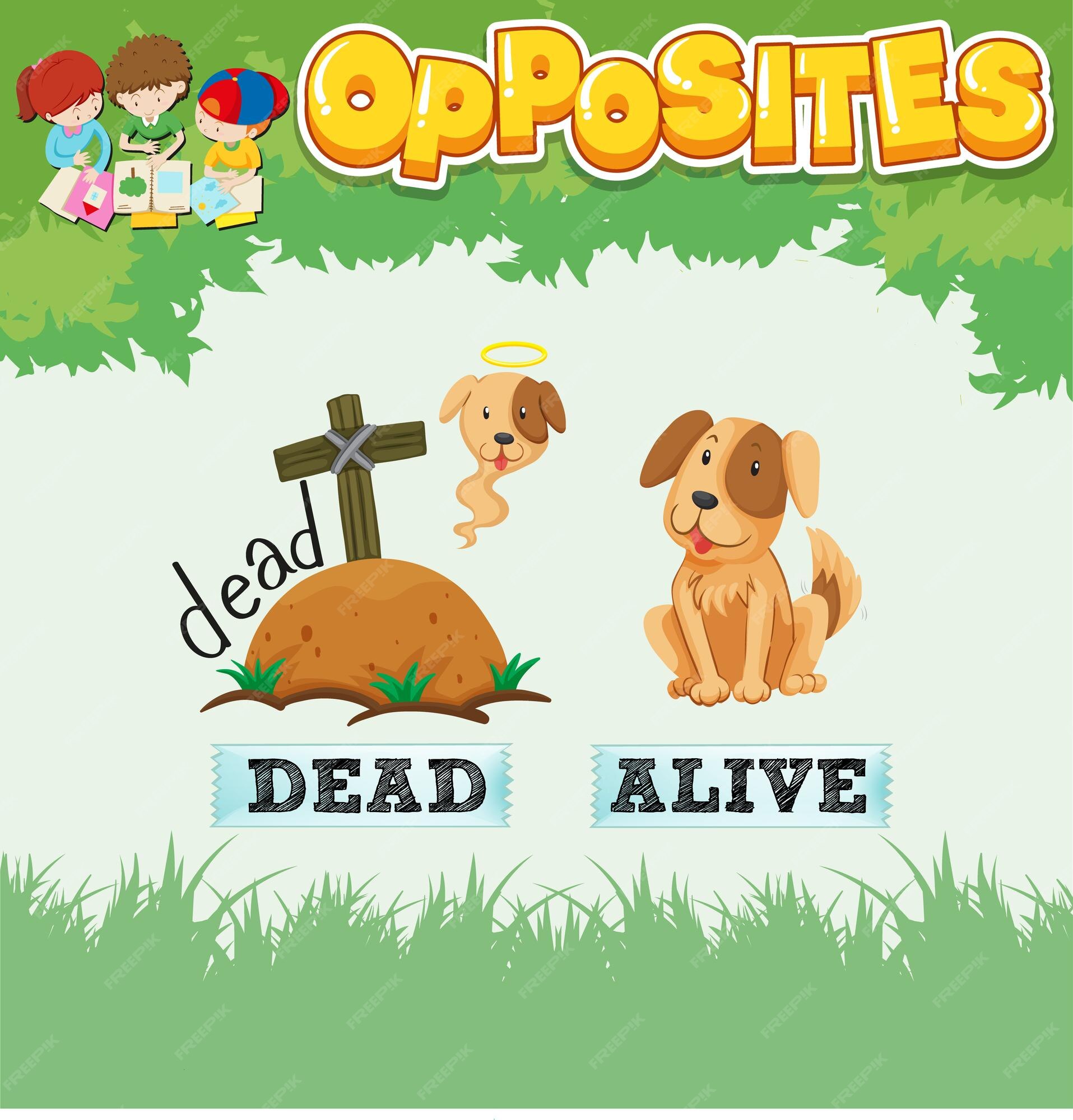 Opposite adjectives dead and alive 294516 Vector Art at Vecteezy