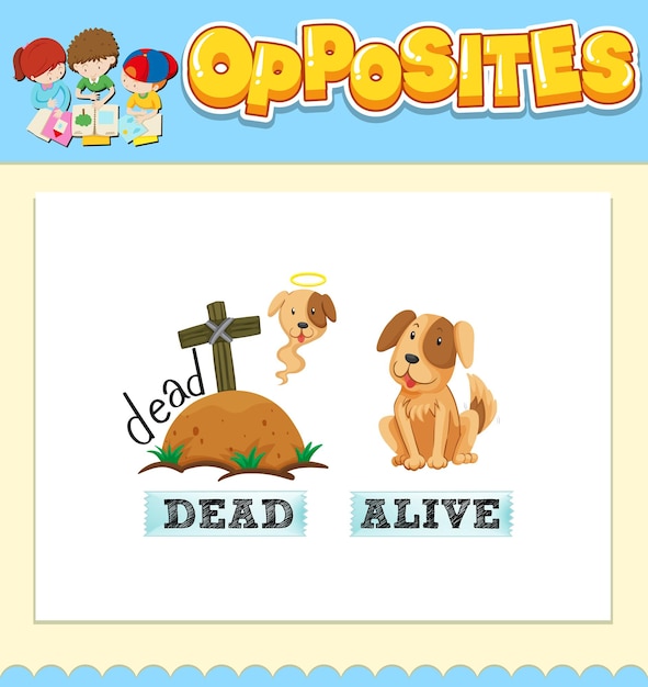 Free vector opposite words for dead and alive