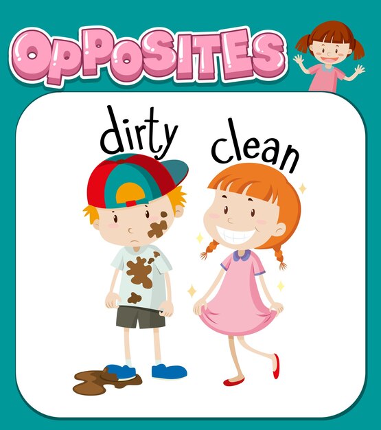 Free vector opposite words for dirty and clean