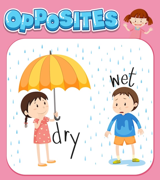 Free vector opposite words for dry and wet