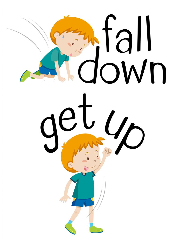मुफ़्त वेक्टर opposite words for fall down and get up