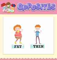 Free vector opposite words for fat and thin