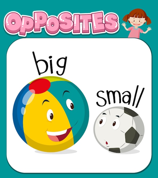 Бесплатное векторное изображение Противоположные слова для больших и малых