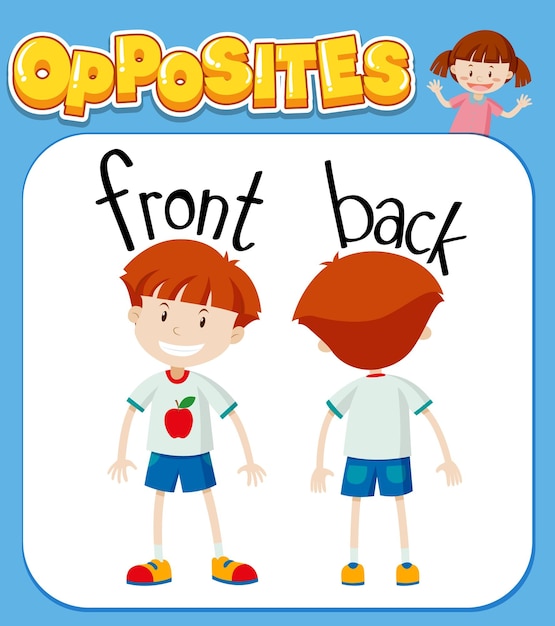 Free vector opposite words for front and back