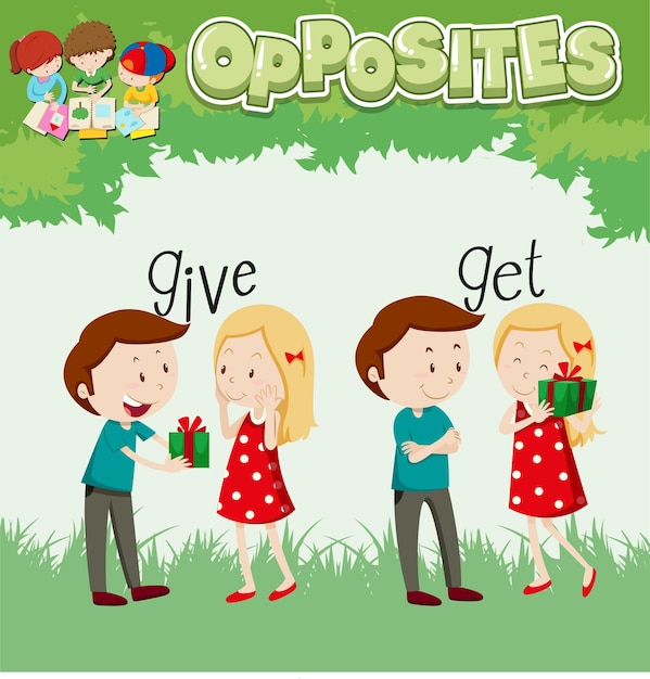 Free vector opposite words for give and get