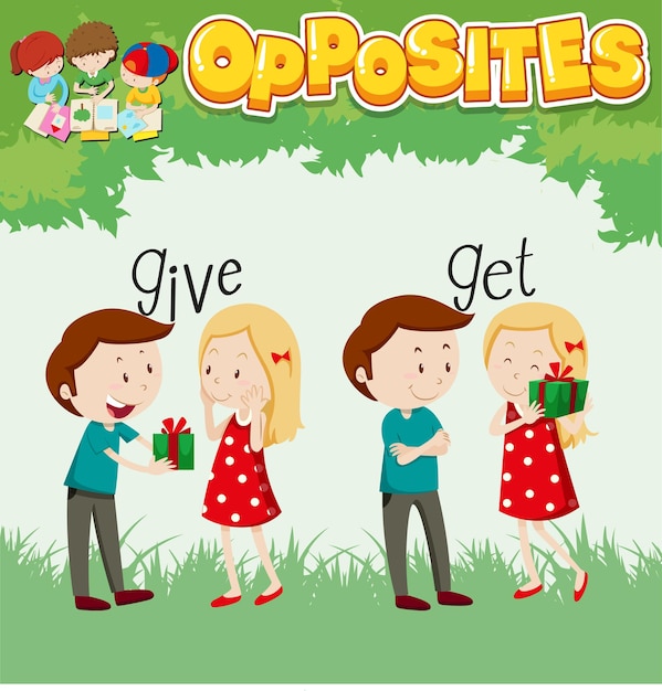 Free vector opposite words for give and get