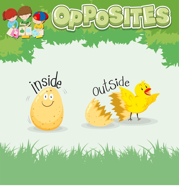 Free vector opposite words for inside and outside