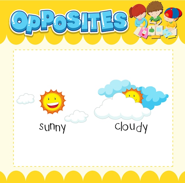 Opposite words for sunny and cloudy