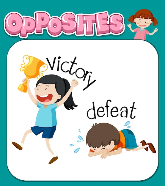 Free vector opposite words for victory and defeat