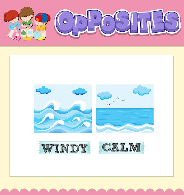 Free vector opposite words for windy and calm