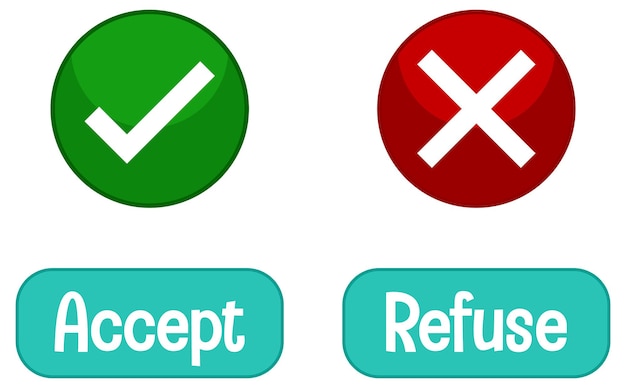 Free vector opposite words with accept and refuse