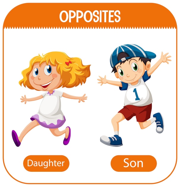 Opposite words with daughter and son