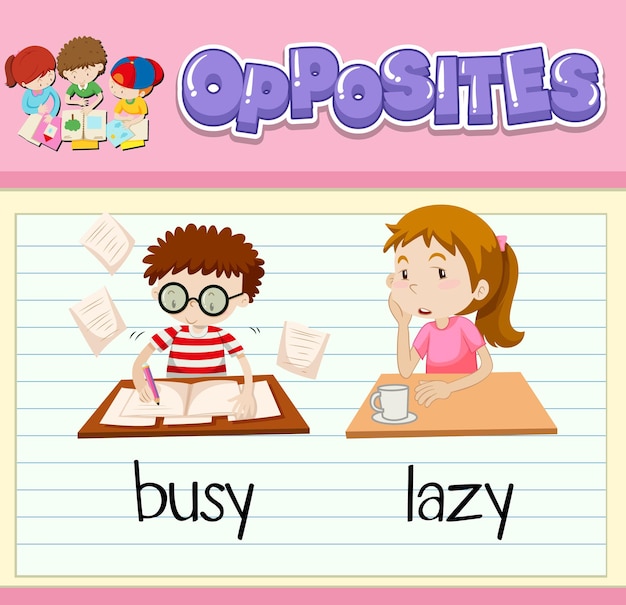 Бесплатное векторное изображение Противоположные слова с картинками для детей