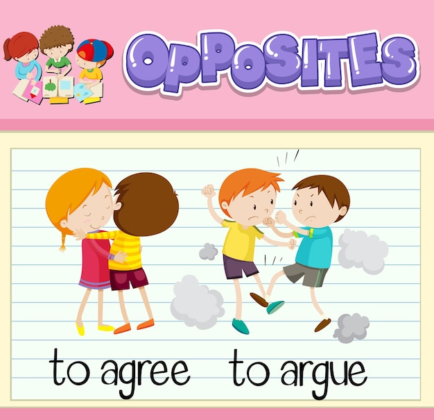 Free vector opposite words with pictures for kids