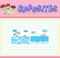 Free vector opposite words with pictures for kids