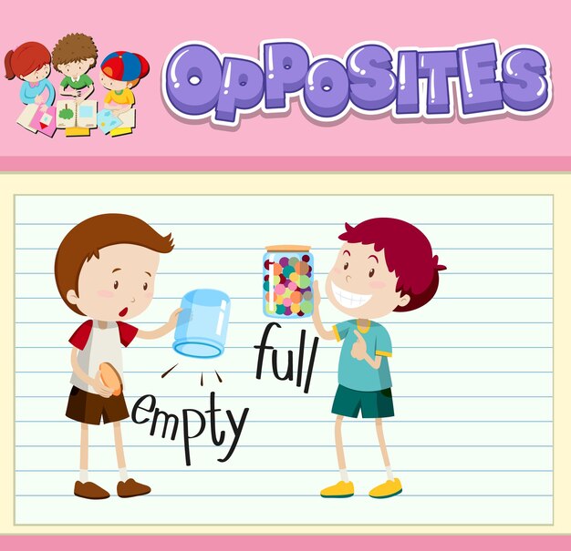 Opposite words with pictures for kids