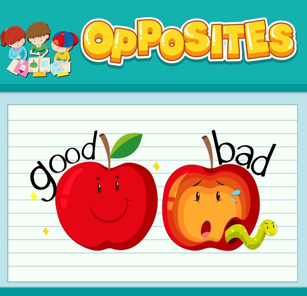 Opposite words with pictures for kids