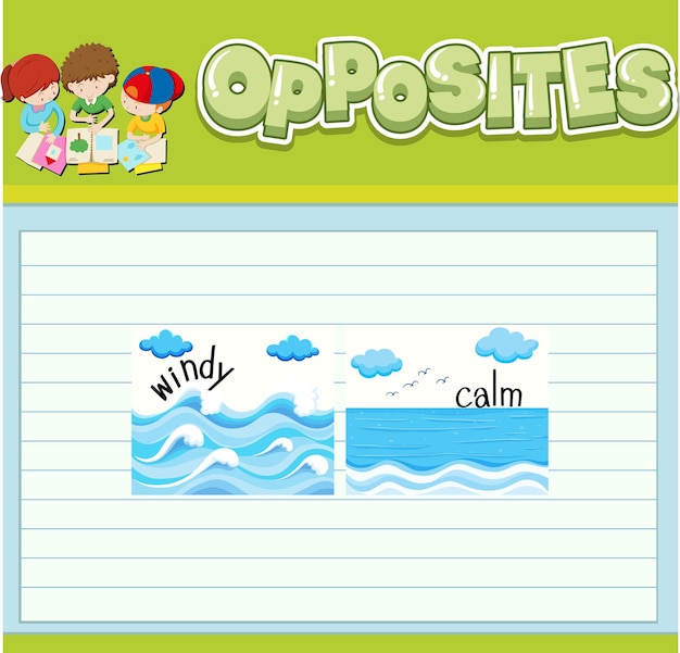 Free vector opposite words with pictures for kids