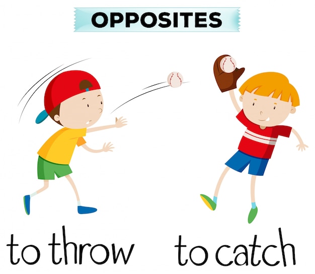 Free vector opposite words with throw and catch