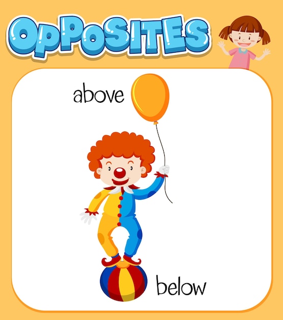 Free vector opposite words for above and below