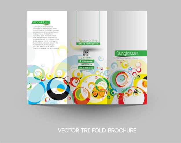 Free vector optician sunglasses store trifold brochure design template