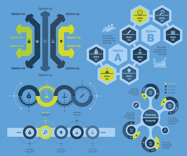 Vettore gratuito opzioni del diagramma delle soluzioni di business