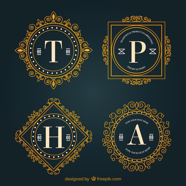 Бесплатное векторное изображение oranamental логотипы с буквами
