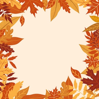 오렌지가 단풍 벡터 일러스트 레이 션. 잎, 그래픽 아이콘 또는 흰색 배경에 고립 된 인쇄가 할로윈 프레임.