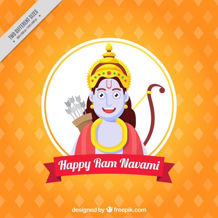 मुफ़्त वेक्टर orange background in flat design for ram navami