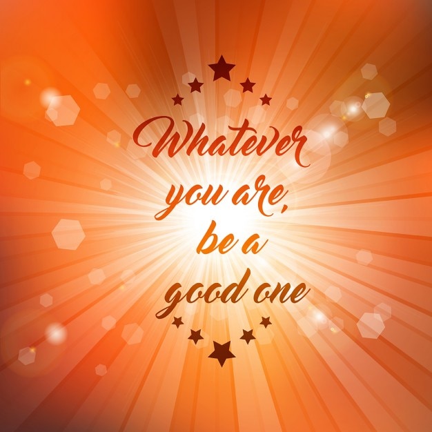 Free vector orange background with a cute quote