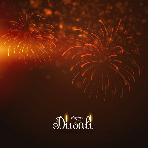 Orange background with fireworks for diwali