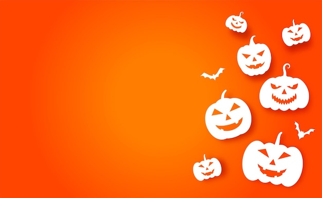 Free vector orange background with flat pumpkins