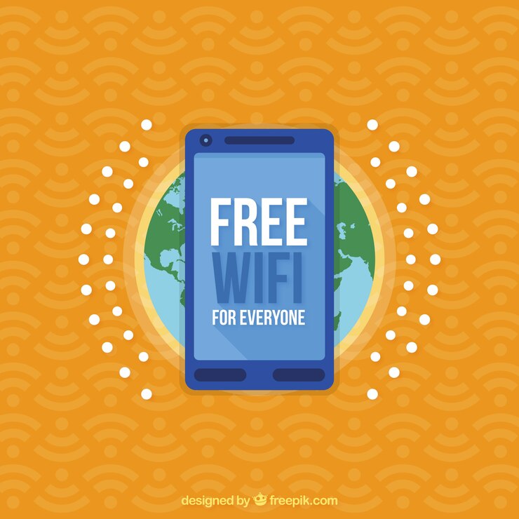Free Vector orange background with mobile phone in flat design