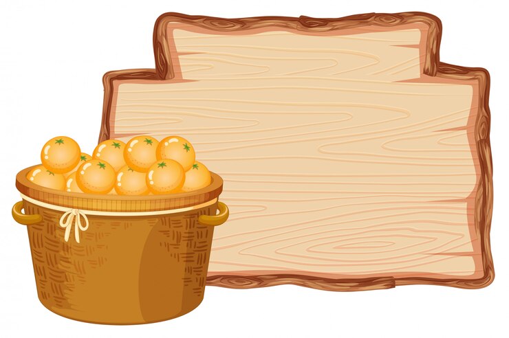 Free Vector orange basket on wooden board