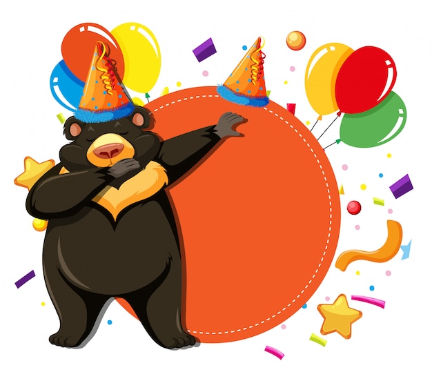 Orange bear birthday template card