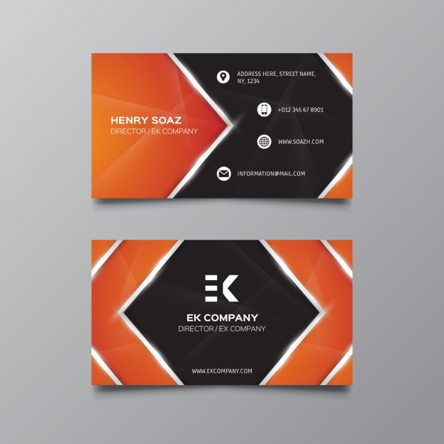 Free vector orange and black business card