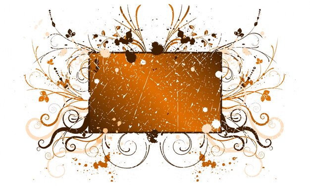 Free vector orange and black floral frame