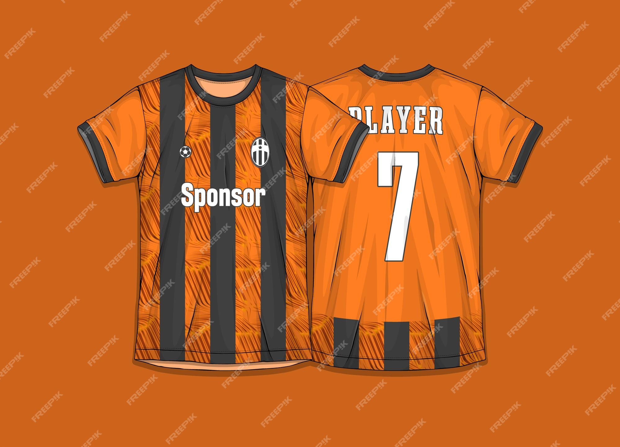 Free Vector  A orange and black jersey that says  sponsor  on