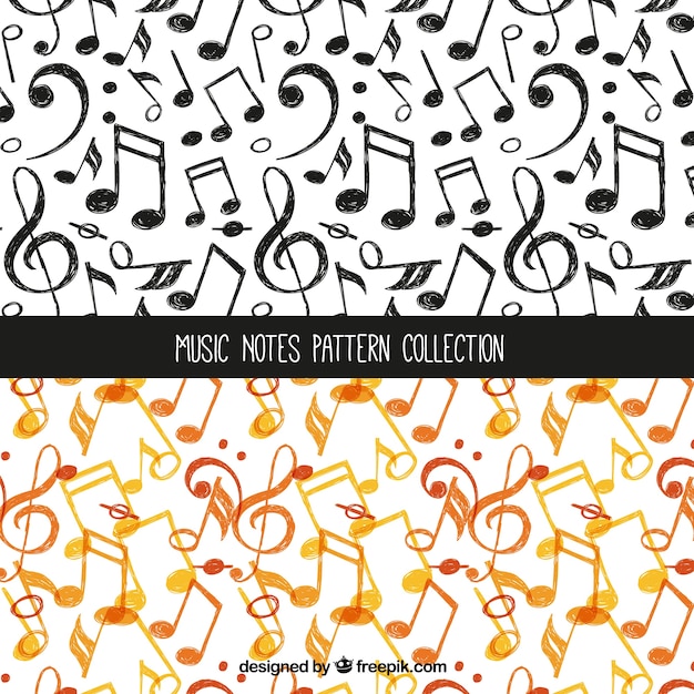 Free vector orange and black music note pattern collection