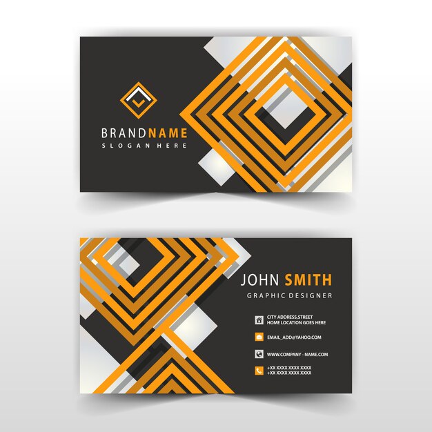 orange and black shape visit card design